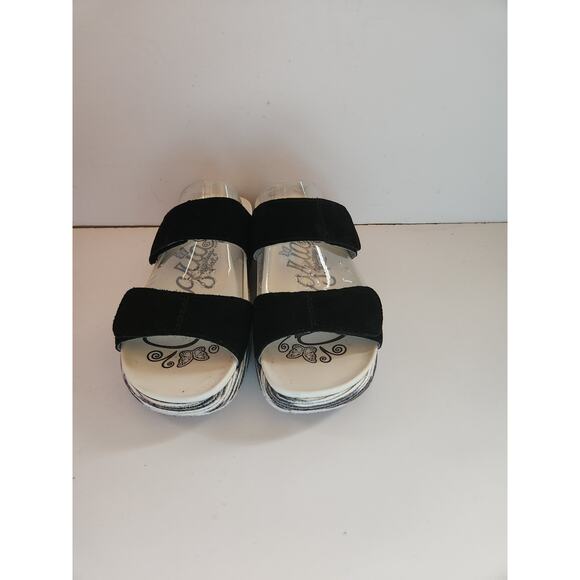 Alegria Mixie Black Adjustable T Straps Black  Leather Sandals 38 US sz 8 - Picture 2 of 7